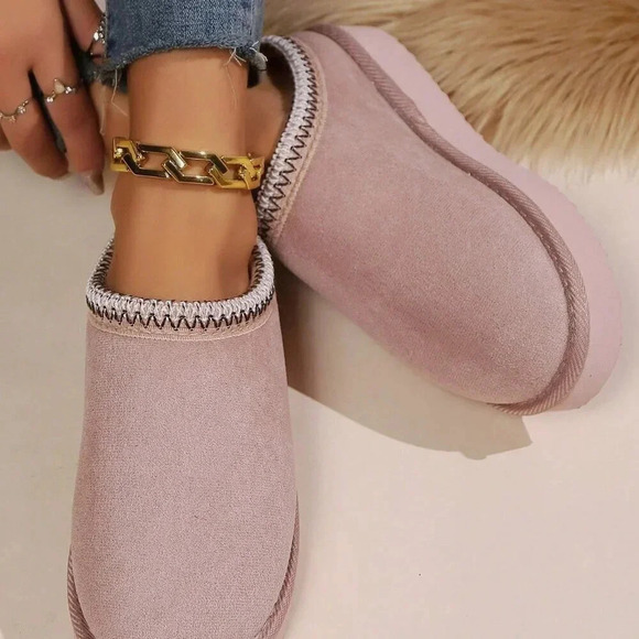 Baby Pink Women's Ultra-Soft Plush Cozy Anti-Slip Slip-On Slippers - Picture 4 of 6